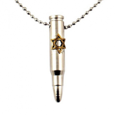 Pendentif Balle De Fusil En Argent 925 - Collier Amulette, Dimensions 30x7 Mm, Oxydé Noir, Poids 3,4 G