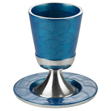 Ménorah En Verre Bleu Et Vert – Judaica – Décoration De Hanoukka – 12 Pouces