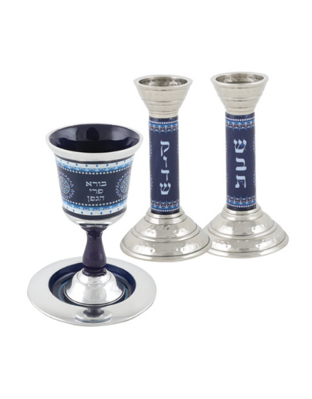 Set pour Chabbat verre kiddouch+ bougeoirs