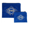 Ensemble pochettes talit Tefilines velours bleu royal- Arabesques